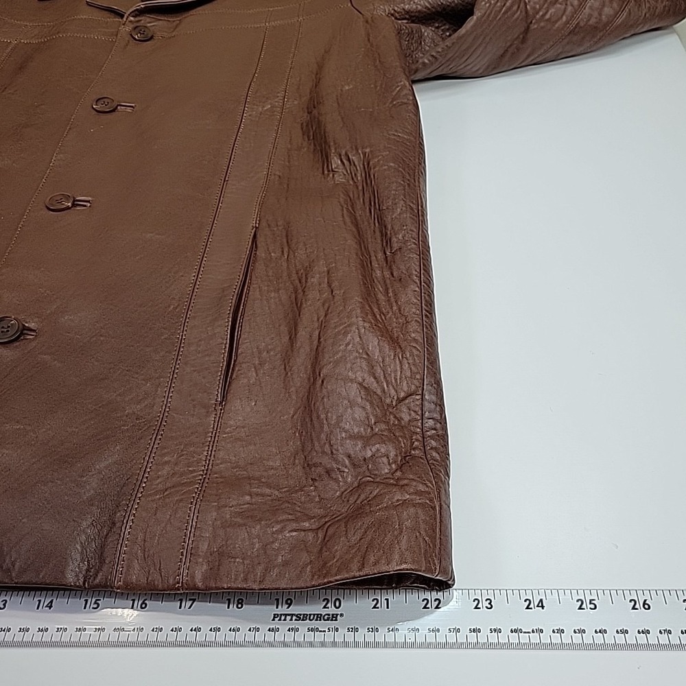 Vintage Wilson's The Leather‎ Experts Brown Leather Jacket Size S Button Front - Picture 5 of 9